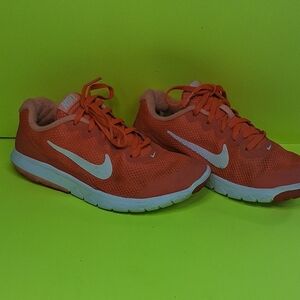 Nike Youth Orange Mesh Running Sneakers with White Swoosh